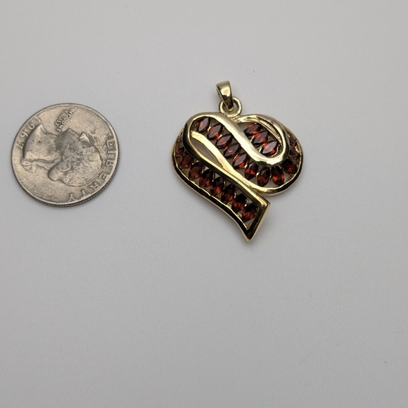 Vintage UTC Sterling Silver Gold Vermeal Ribbon Heart Pendant - Picture 7 of 7